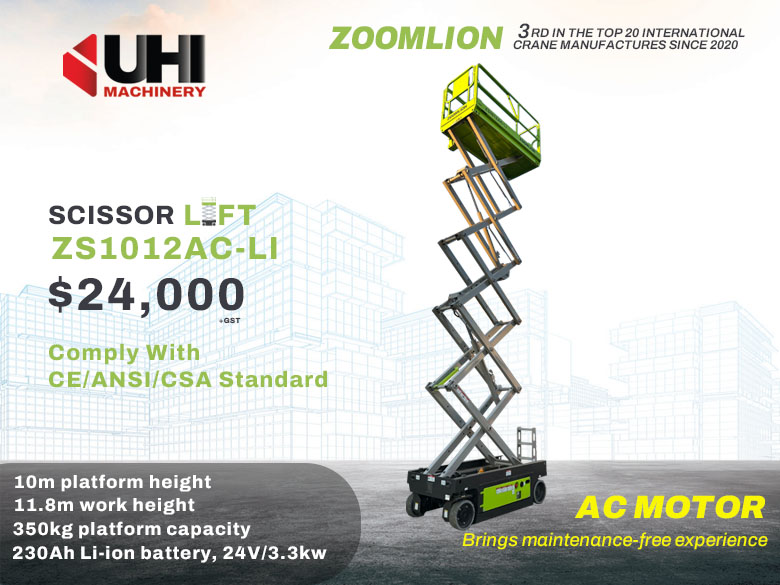 ZOOMLION 33FT platform height Electric Scissor Lift ZS1012AC-LI with ...